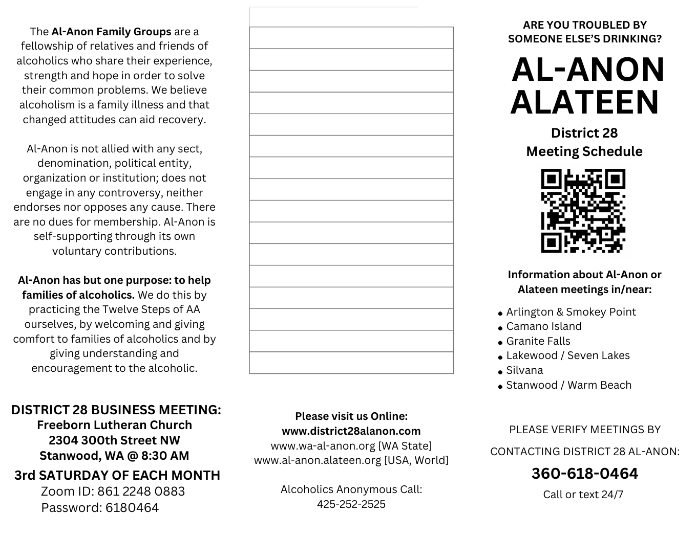 Schedules – District 28 Al Anon